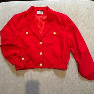 Vintage By Little Runaway Red Cropped Blazer Jacket